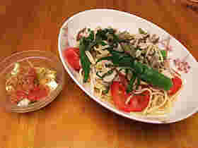 じゅんさいとトマトの冷製パスタ