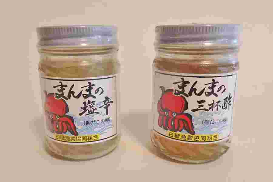 たこまんまの塩辛、三杯酢