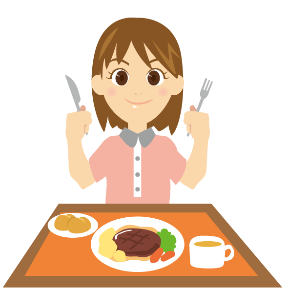 ご飯を食べようとしている女性