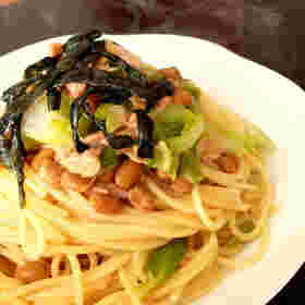 キャベツと納豆のワンポットパスタ