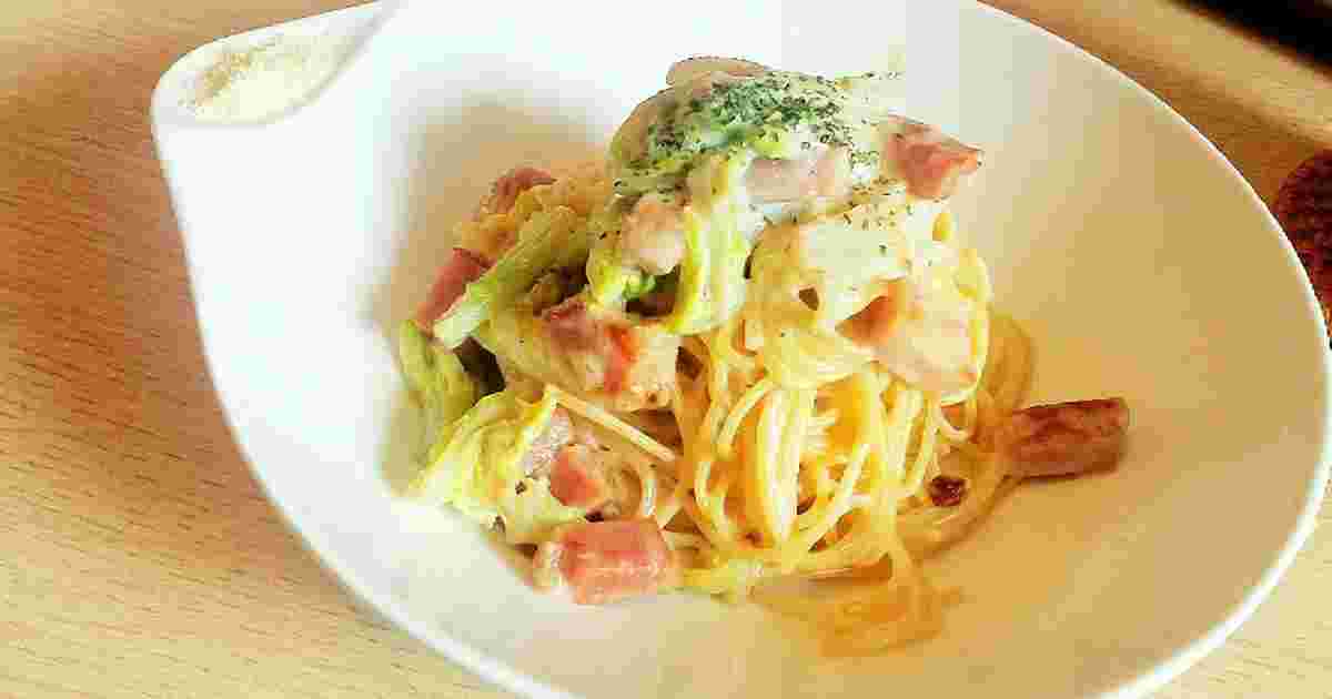 白菜のワンポットクリームパスタ