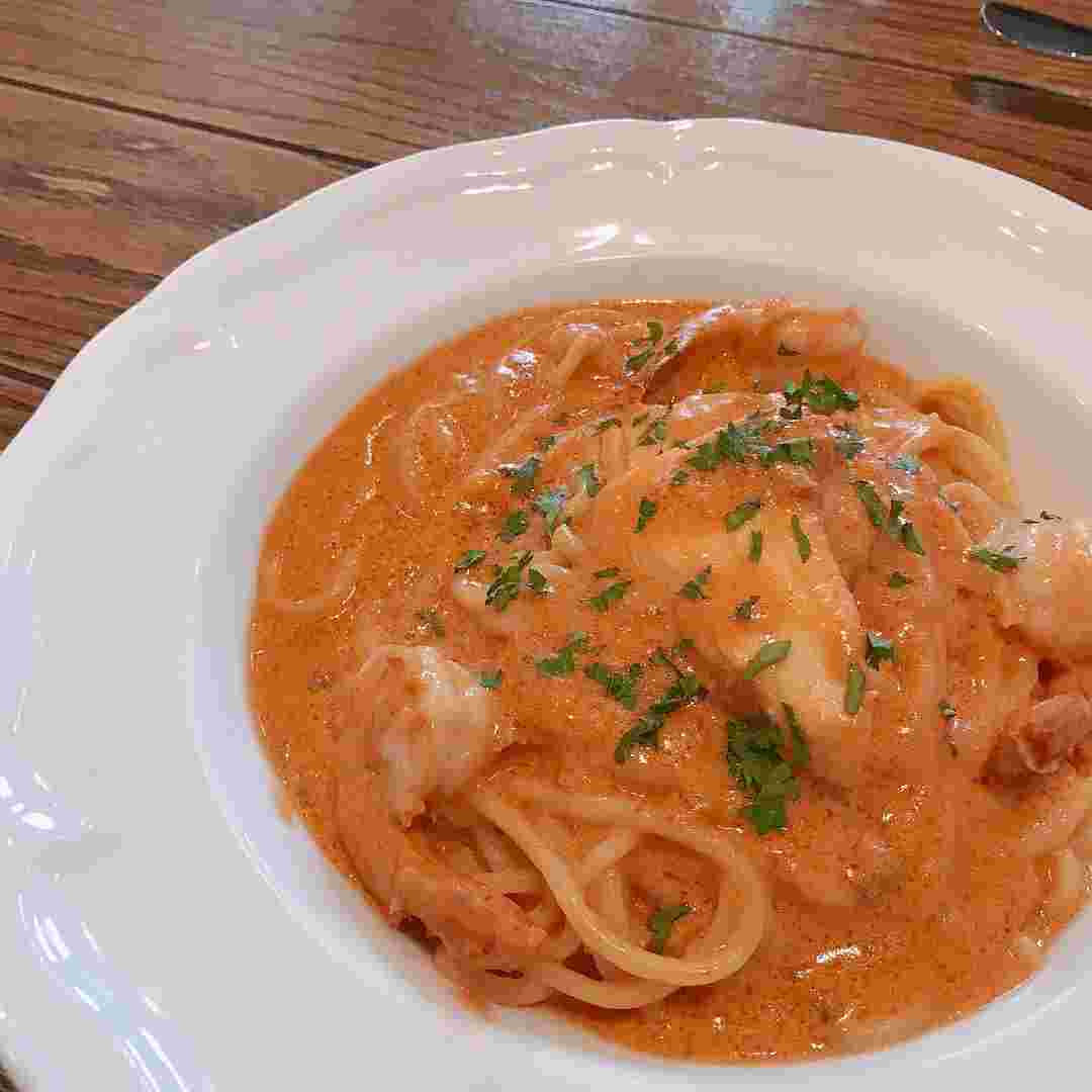 海老のトマトクリームワンポットパスタ