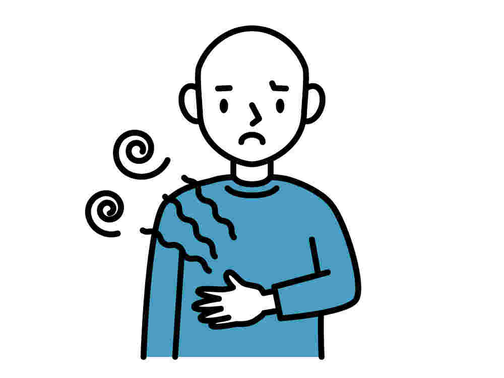 胸やけする人のイラスト