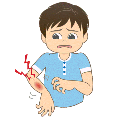 出血が心配される子供のイラスト