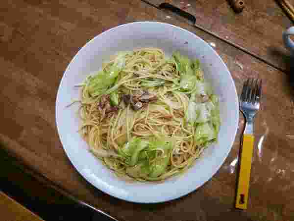 サバとキャベツのパスタ
