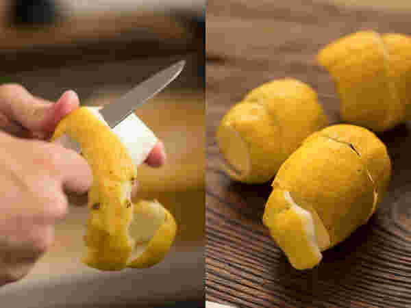 レモンの皮を剥く