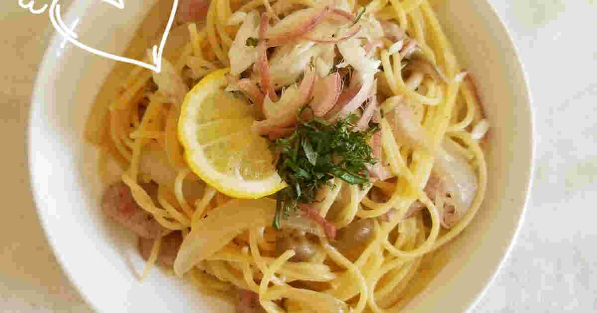 めざしとシソなどのパスタ