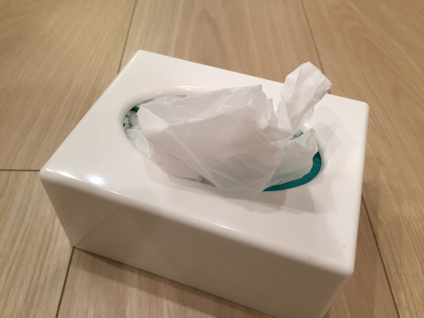 ポリ袋をケースに収納している