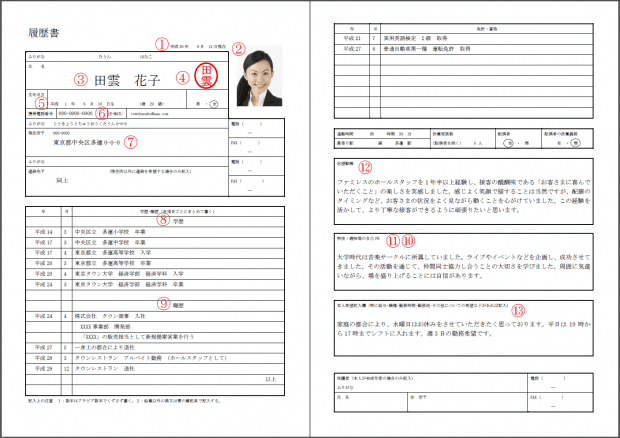 履歴書の自己アピールを写している様子