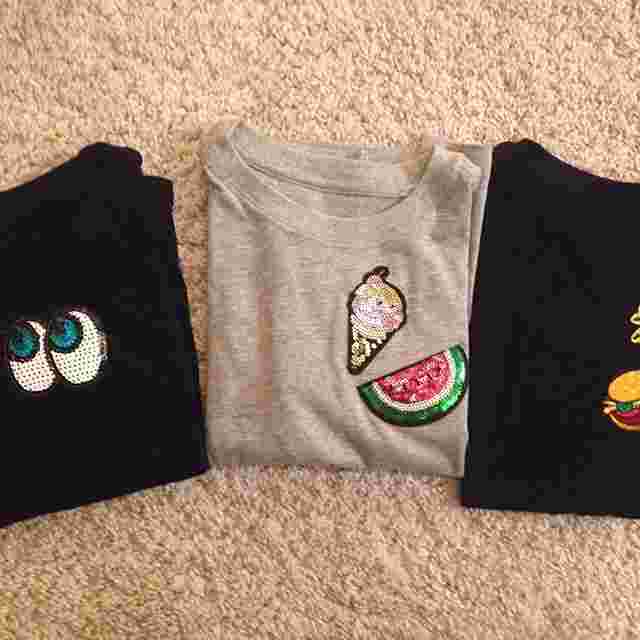 ワッペンでアレンジしたtシャツ3枚