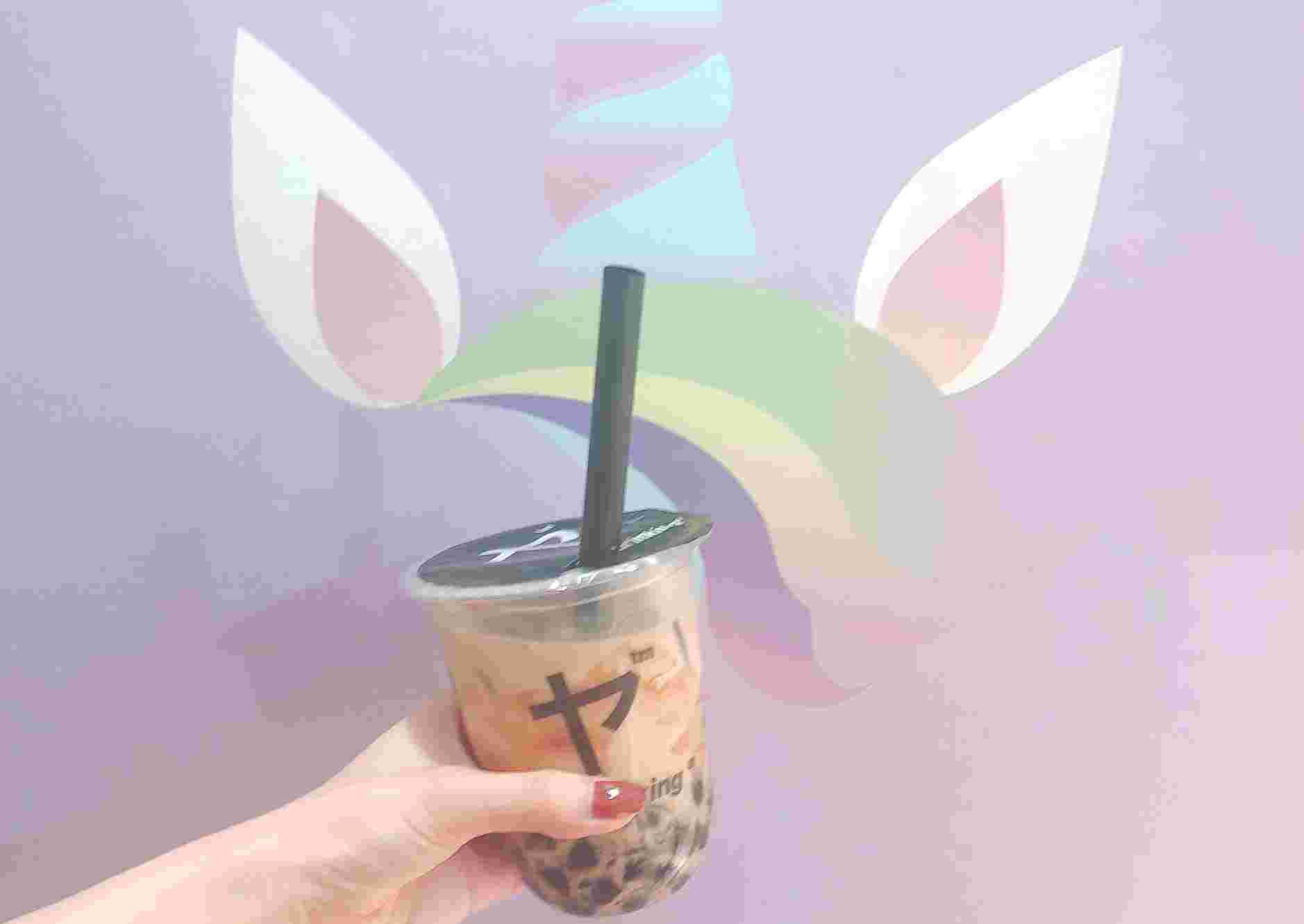 タピオカランドのフォトブースとタピオカ