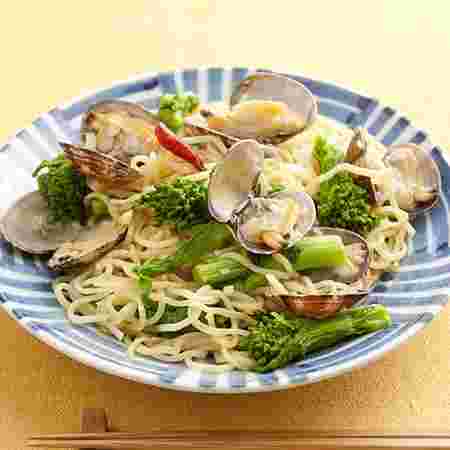 菜の花と野菜の塩焼きそば