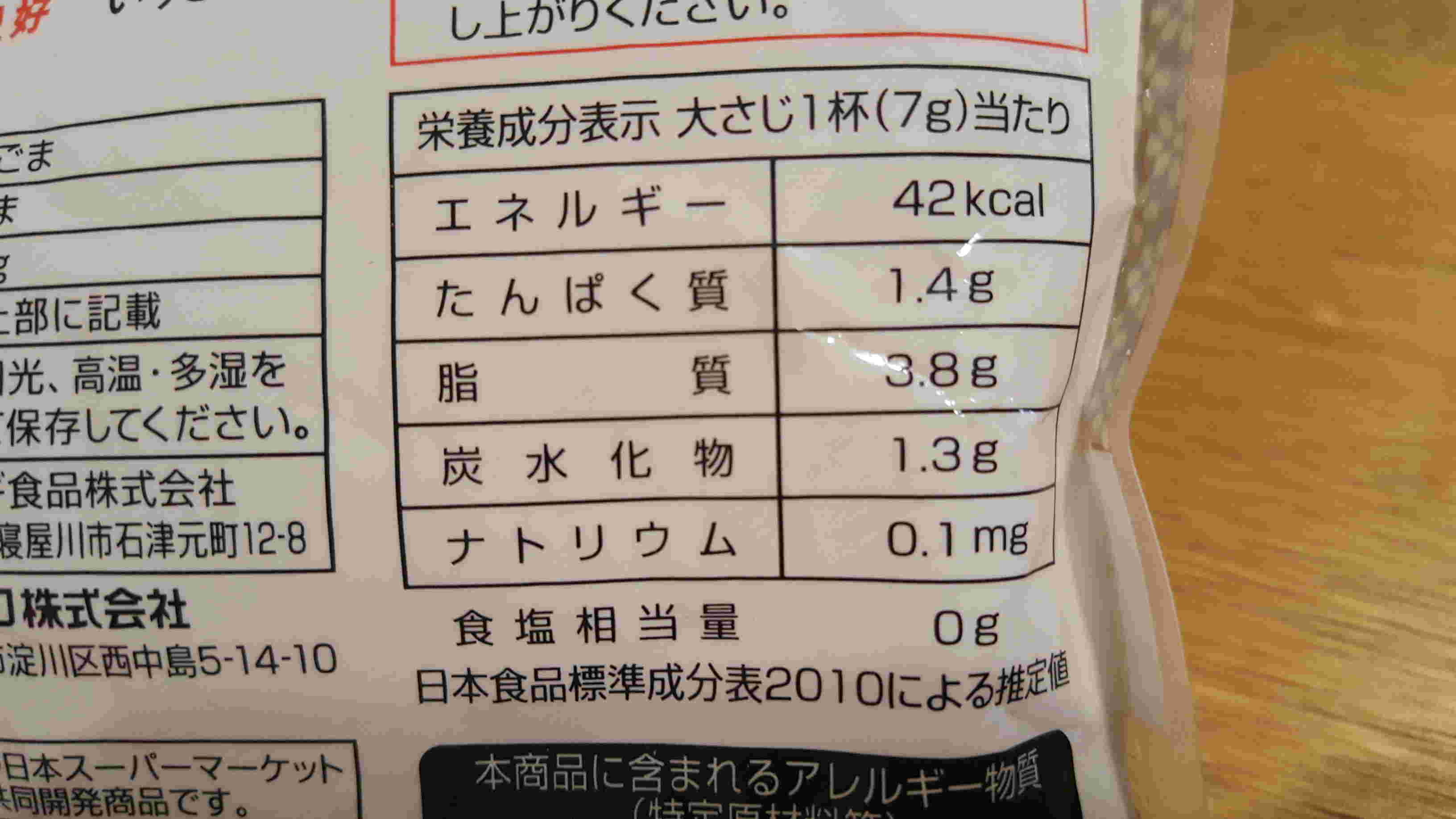 栄養成分表示
