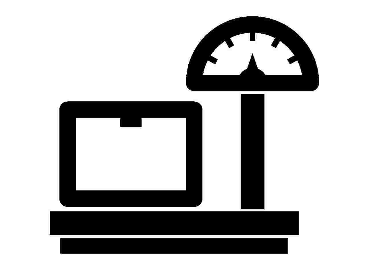 量りの上に荷物が置いてあるイラスト