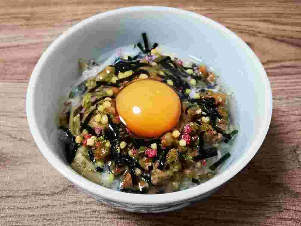 低糖質☆たまご納豆茶漬け ver.えのき