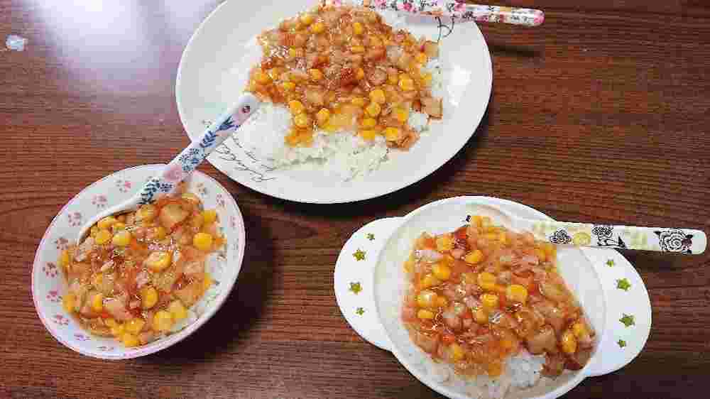 人気離乳食レシピで作るベーコン入り中華丼