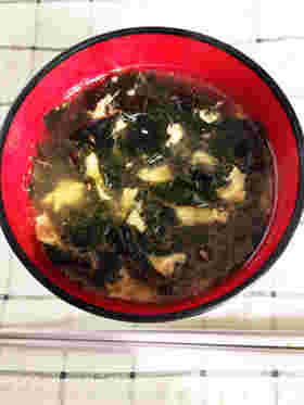 焼肉のたれで作るわかめと卵のスープ