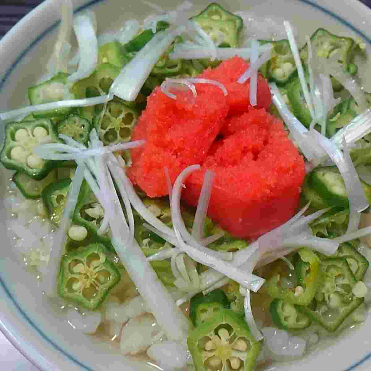 オクラの冷やし明太子茶漬け
