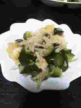 油揚げともやしときゅうりの煮物