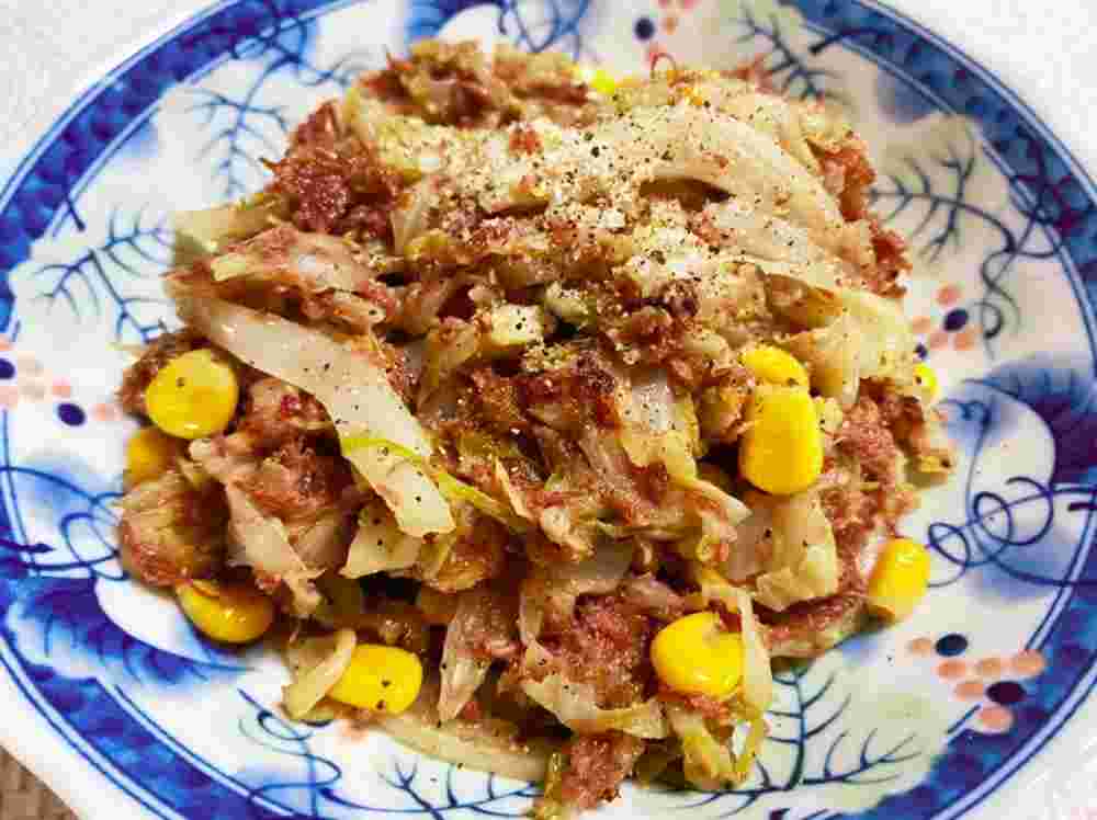 コンビーフとキャベツの簡単おつまみ