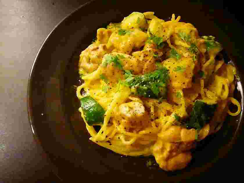鶏のかぼちゃクリームパスタ