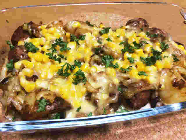 肉団子となすのカレーグラタン