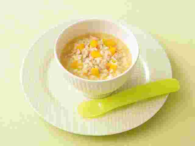 離乳食の豚肉とかぼちゃの味噌リゾット