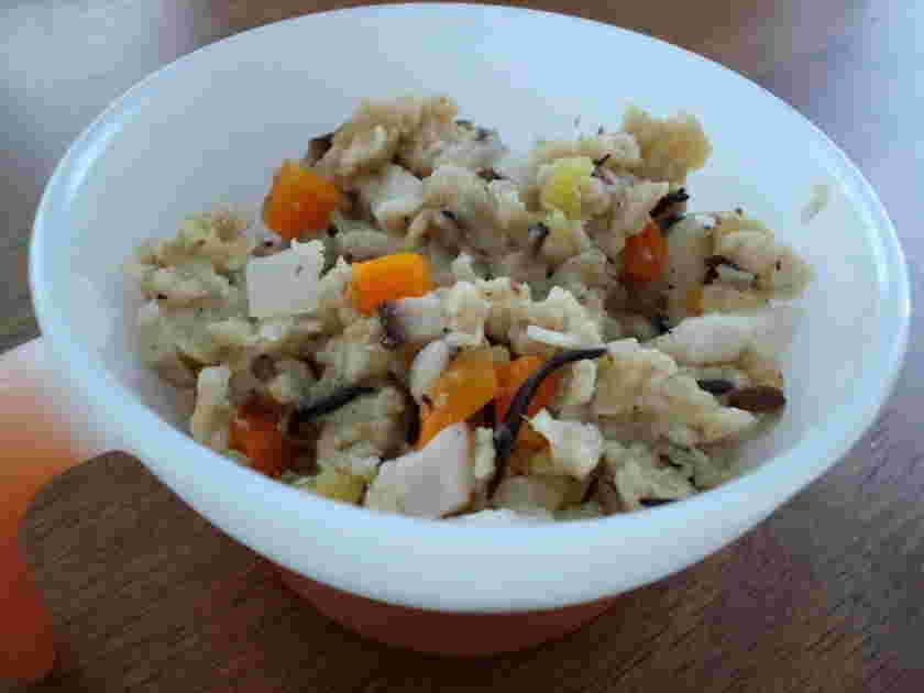 こんにゃくを使った離乳食のオートミール粥