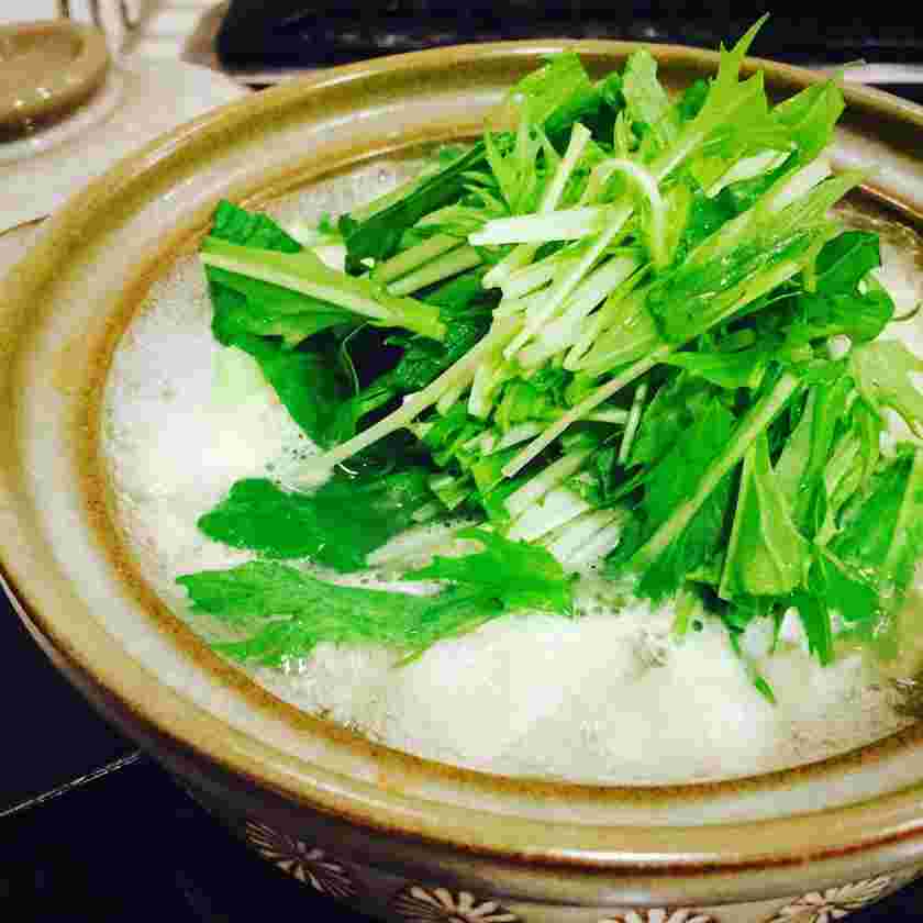 チンゲン菜と水菜と豚肉の和風鍋