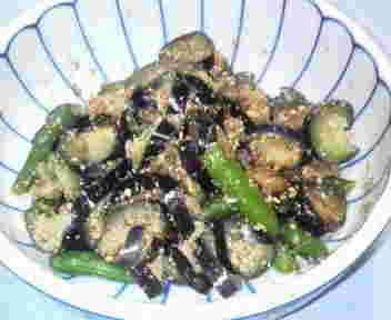 箸休め料理のナスといんげんの胡麻和え