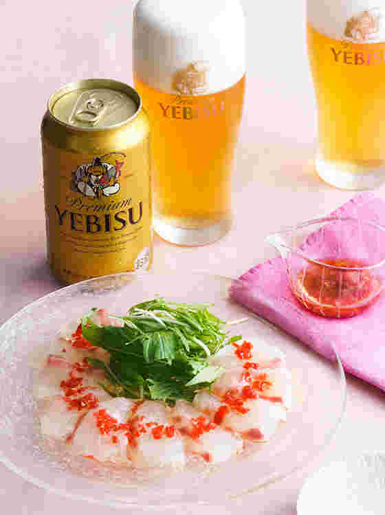 梅ソースをかけたタイのカルパッチョ