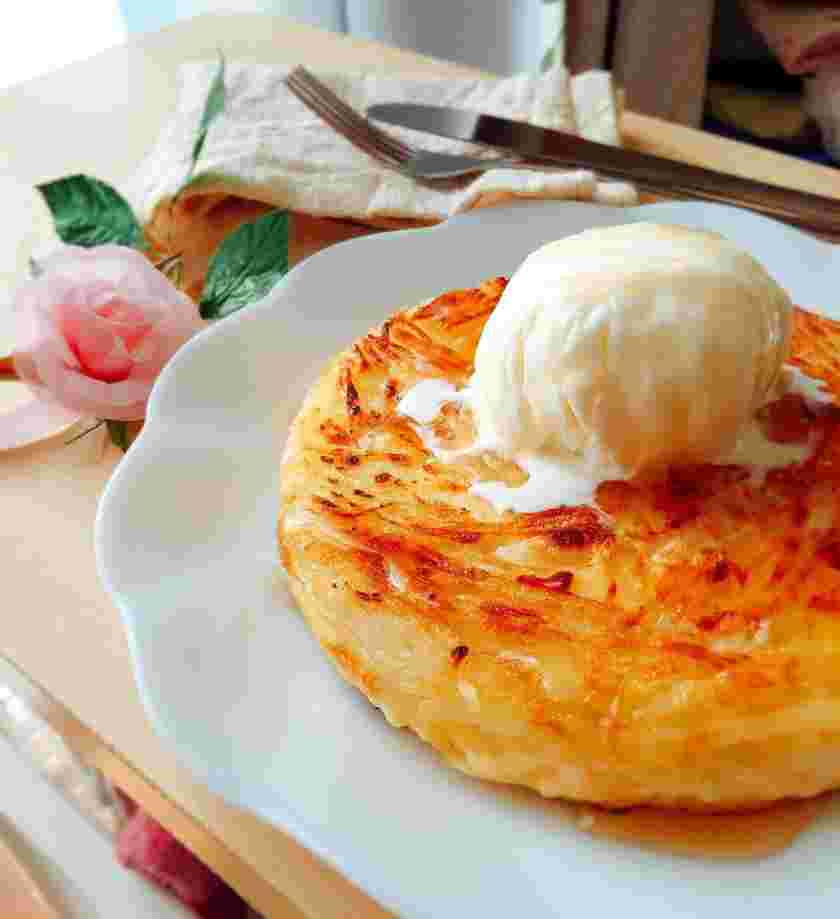 ロスティとホットケーキミックスで作るパンケーキ