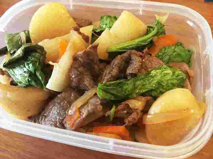 かぶの葉っぱと牛肉の炒め物