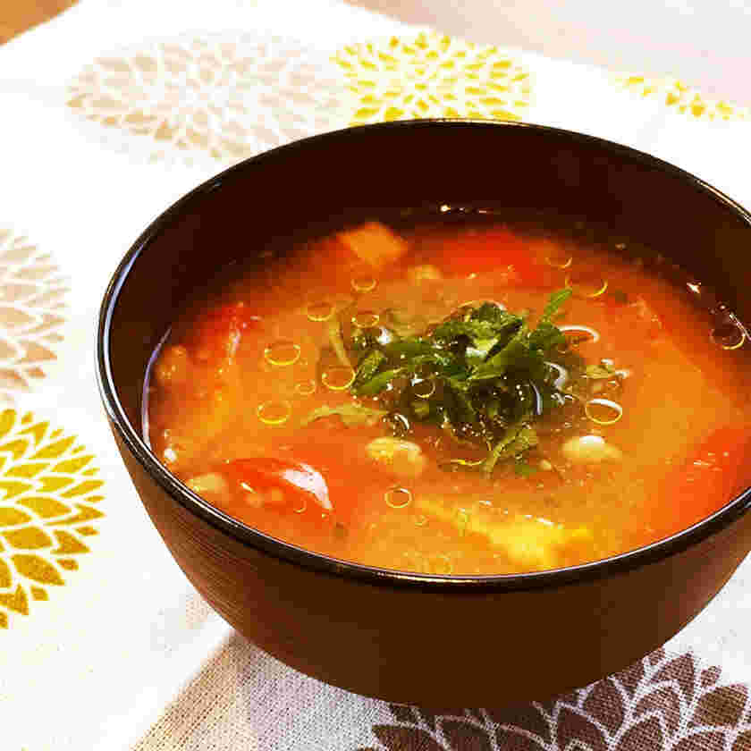 簡単即席人気のトマト味噌納豆汁