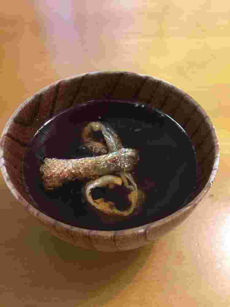 鮭の皮のお吸い物