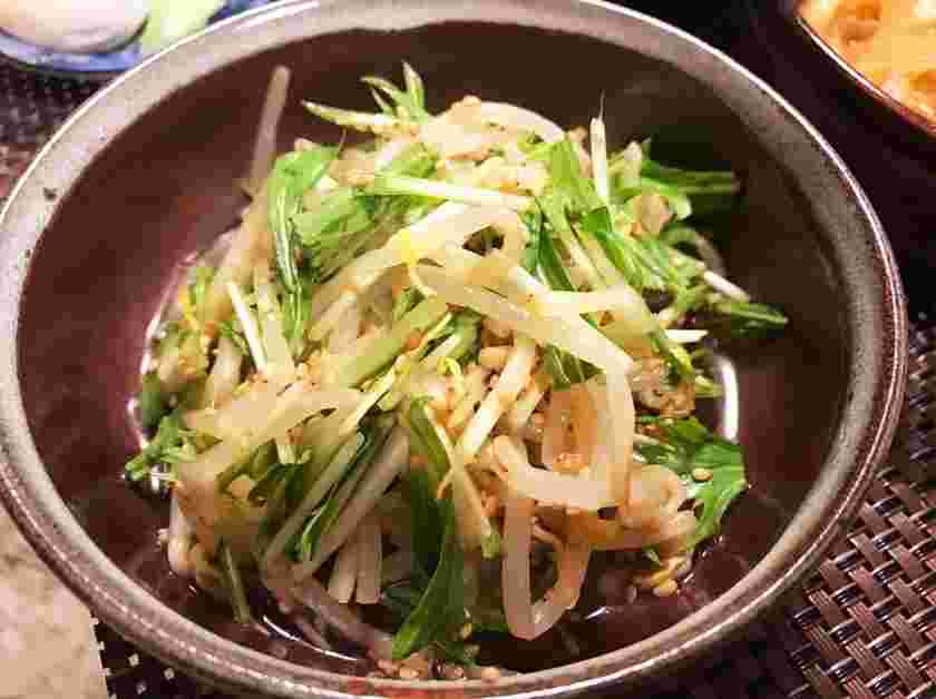 カトレア醤油を使ったもやしと水菜の中華風サラダ