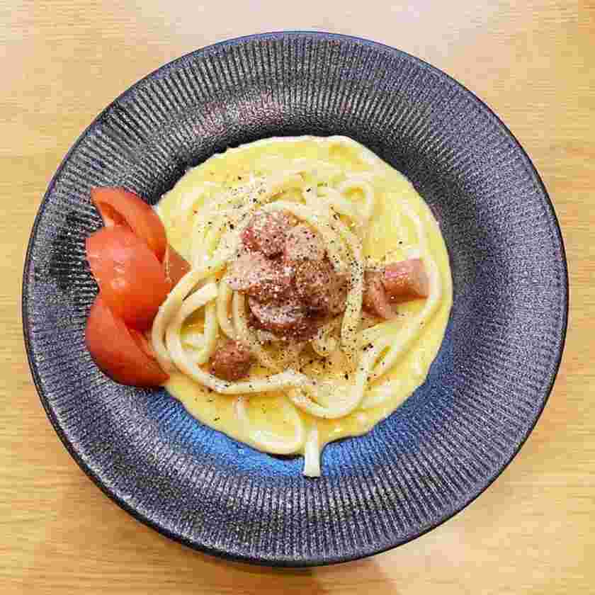 簡単豆乳のカルボナーラうどん