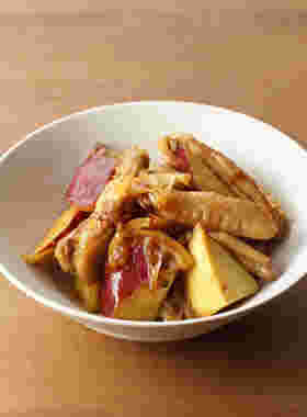 さつまいもと鶏肉手羽中のレモン醤油煮