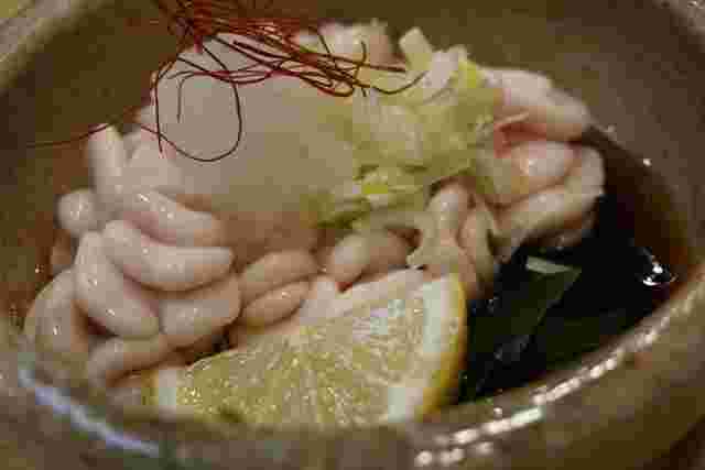 珍しい食べ物の白子ポン酢