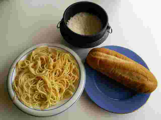 白米とパスタとコッペパン