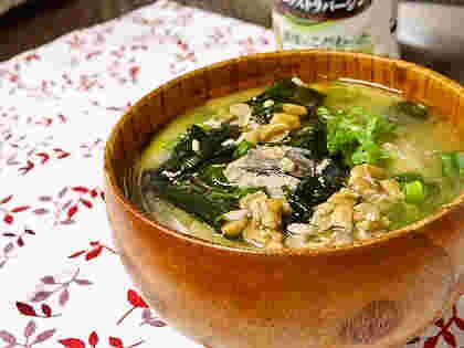 さば缶納豆味噌汁