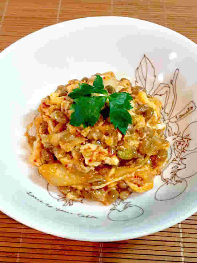 キムチ納豆のたまご炒め