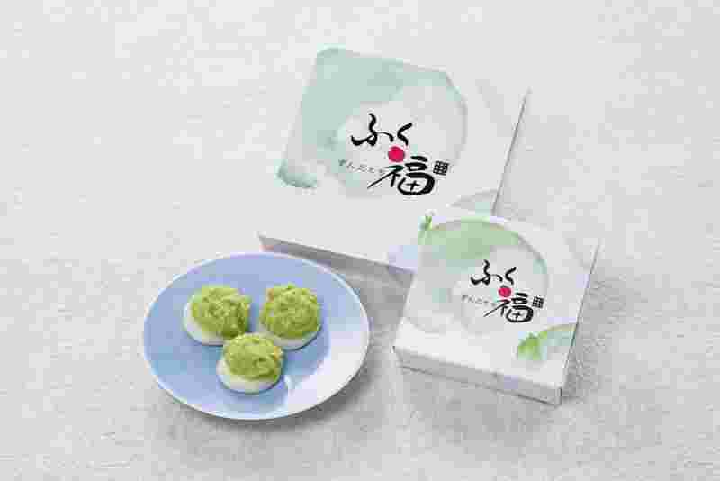 山形特産の枝豆、だだちゃ豆を使用した、ミニサイズのふく福ずんだ餅です。