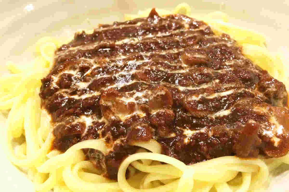 スパ吉のミートソースパスタアップ