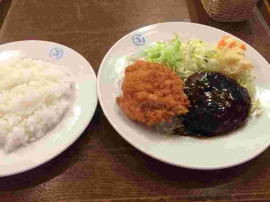 ビクトリアのハンバーグとチキンカツセット