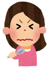 苦い顔をした女性のイラスト