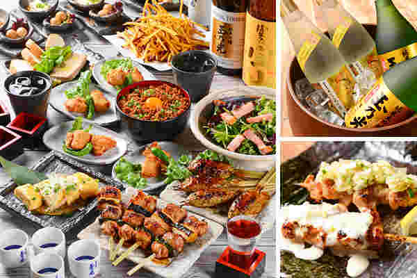 日本酒、焼鳥などの宴会料理