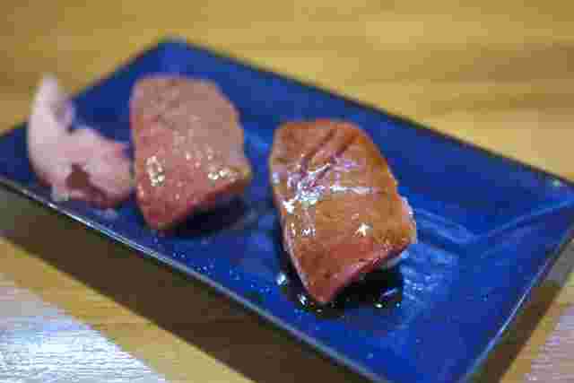 人気の石垣牛の握り