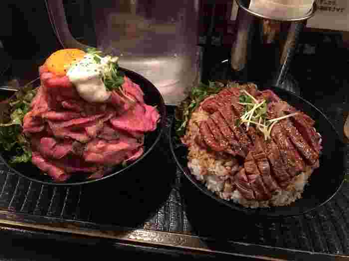 レッドロックのローストビーフ丼とステーキ丼