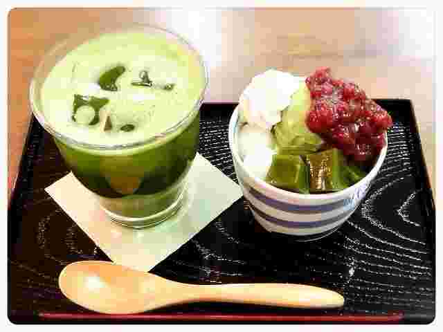 グリーンティーと抹茶パフェのセット